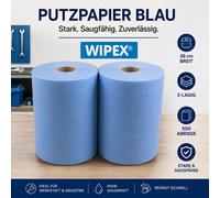 Nordvlies Panno Per Pulizia In Carta Blu, Rotoli 2 Strati 38,0x36,0 Cm