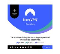 NordVPN Completo - 12 mesi Servizio VPN, Software Cybersecurity, Password Manager, Data Breach Scanner, 1TB di Archiviazione Cloud e Crittografia file [Multipiattaforma] Digitale