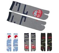 NOREN Calzini giapponesi Tabi Flip Flop Calzini (JAPANORAMA) Made in Japan/Sandalo Stampa Calzini Split Toe/Unisex Taglia per Uomo Donna, Set da adulto/ciondoli portafortuna giapponesi 1, taglia unica