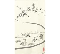 Noren Giapponese Porta Tendine 150x85cm Kozan-Ji Choju-Giga Scrittura Gioco Line