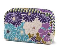 NOREN Piccola borsa per il trucco (fiori di retro), realizzata in Giappone con design giapponese a kimono, con cerniera, trousse da viaggio per donne e ragazze, Viola