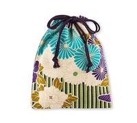 NOREN Sacchetti di stoffa con coulisse 9,8 x 7,5 pollici (25 x 19 cm) motivo giapponese (Retro fiore/viola), sacchetto regalo in tessuto realizzato in Giappone