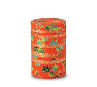 NOREN Scatola di latta per tè giapponese (carta Yuzen Washi), 99.2 g, con coperchio interno ermetico a prova di umidità, barattolo da cucina per tè al caffè a foglia sciolta (foglie autunnali/rosso)