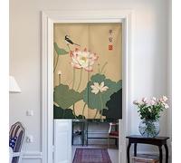 Noren Tenda Giapponese della Porta Tappezzeria Divisorie Lunga Tappezzeria Giapponese della Porta Tenda per Decorazione Porta Finestra Cucina Foglia di loto 80 x 90 cm