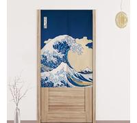 Noren Tenda Giapponese della Porta Tappezzeria Divisorie Lunga Tappezzeria Giapponese della Porta Tenda per Decorazione Porta Finestra Cucina oceano 100 x 140 cm
