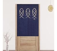 Noren Tenda Giapponese della Porta Tappezzeria Divisorie Lunga Tappezzeria Giapponese della Porta Tenda per Decorazione Porta Finestra Cucina pesce azzurro 75 x 120 cm