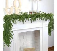 Norfolk Pine Garlands with Light, Christmas Garland With Lights, Real Touch Green Faux Greenery Garland for Christmas Table, Stairs Fireplace Wall Outdoor Indoor Porch Decorations (No Light,1.8M)