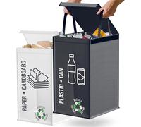 Norggo Borse per raccolta differenziata 50L - Set 2 buste raccolta differenziata per plastica e carta- Sacchi differenziata colorti con maniglia - Sacchetti e borse differenziata per casa