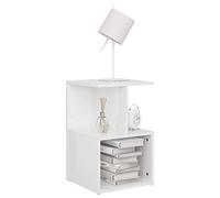 Norheim Comodino Piccolo, Comodino Cameretta Moderno in Truciolato Bianco Lucido 35x35x55 cm