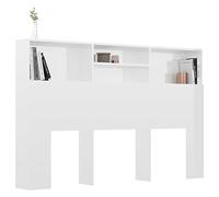 Norheim Testiere Letto, Testiera e Comodini, Testiera con Contenitore, Testiera Letto Matrimoniale/Singolo Bianco Lucido 160x19x103,5 cm
