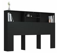 Norheim Testiere Letto, Testiera e Comodini, Testiera con Contenitore, Testiera Letto Matrimoniale/Singolo Nero 160x19x103,5 cm