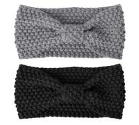 Norhogo 2 fasce per capelli caldi all'uncinetto, turbante a maglia, spesse trecce, design nodi, elegante fascia per capelli invernale calda
