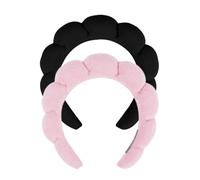 Norhogo 2 pezzi di spugna per il lavaggio del viso, fascia per capelli alla moda, fascia imbottita, in spugna, accessorio per capelli da doccia (rosa nero)