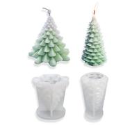 Norhogo 2 stampi per candele in silicone per albero di Natale, 3D, stampi per candele, stampi per candele in silicone fai da te, per la produzione di candele, pietre aromatiche, ornamenti artigianali