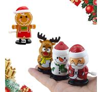 Norhogo 4 Pezzi Giocattolo a Vento di Natale, Orologio Che corre e Salta, Giocattolo a Vento per Bambini di Natale, Uomini di Pan di Zenzero a Vento per Calze di Natale e Sacchetti Regalo riempitivi