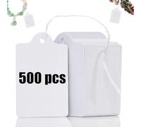 Norhogo 500 etichette per prezzi, etichette sospese, etichette per prezzi, etichette con filo, per etichettare, per mercatini delle pulci, gioielli, regalo per appendere il giorno, bianco, 25 mm x 45
