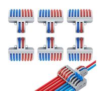 Norhogo 6 pcs SPL-82 Morsettiere Elettriche, Cavo Connettore, Connettori Elettrici Rapid, 2 in 8 fuori Bilaterale Connettore Conduttore Compatto