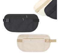 Norhogo Cintura nascosta per denaro da viaggio, 2 pezzi, per uomini nascosti, con cinghia elastica regolabile, per riporre passaporti, contanti, soldi, 26 x 13 cm, Mehrfarbig, Moda