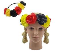 Norhogo Ghirlanda floreale con corona di fiori, copricapo per matrimoni, festival, per sposa, accessorio per gli appassionati di sport, accessorio per visitare lo stadio (nero, giallo, rosso)