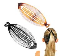 Norhogo Morsetto per capelli in plastica a forma di pesce,Fermagli Capelli a Banana con clip di cristallo a banana forma di pesce con strass per donne,set da 2