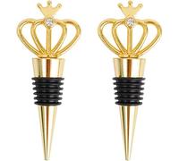 Norhogo Set di 2 tappi per bottiglie di vino, in metallo, con strass, a forma di corona per la collezione di vino, champagne, bottiglie di vetro, matrimonio, compleanno, Capodanno, feste, tavolo