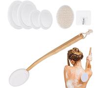Norhogo Set di 7 accessori per la crema per la schiena, con 4 pastiglie intercambiabili, 1 tavoletta da bagno e 1 spunta, spazzola per il bagno, viene fornito con due spazzole in corno di mucca