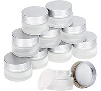 Norhogo Set di 9 bicchieri da viaggio, 20 ml, con tappo a vite, per cosmetici, balsamo per labbra, crema unguenti in polvere, strass, perle (copertura argentata)