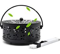 Norhogo Supporto per bobine di zanzara mobile, in metallo, con coperchio del manico, per la casa, il giardino, il campeggio, le attività all'aperto (nero)