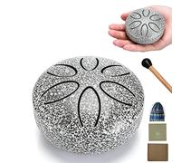 Norhogo Tamburo in acciaio da 7,6 cm con bacchetta, libro musicale, handpan, tamburo per pioggia, mini tamburo in acciaio per educazione musicale, concerto, guarigione mentale, yoga, meditazione,