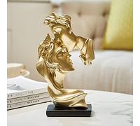 NORHOR Coppia statua creativa bacio scultura arte astratta coppia scultura arredamento casa statua resina decorazione romantica utilizzata per la decorazione della casa, matrimonio, regalo (oro)