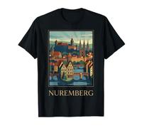 Norimberga Germania Medievale Centro Storico Retro Travel Art Maglietta