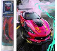 Norimpex - Puzzle Diamond Painting Macchina sportiva rosa 30x40cm - 1-39 Pezzi