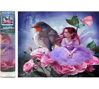 Norimpex - Puzzle Diamond Painting Vtáčik s kvetinovou vílou 30x40cm - 1-39 Pezzi