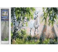 Norimpex - Puzzle Dipinto diamante: Cavallo bianco 30x40 cm - 1-39 Pezzi