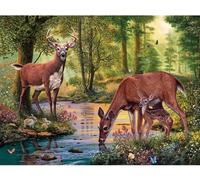 Norimpex - Puzzle Dipinto diamante: Cervo sul ruscello 30x40 cm - 1-39 Pezzi