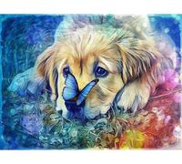Norimpex - Puzzle Quadro Diamant: Cane con farfalla 30x40cm - 1-39 Pezzi