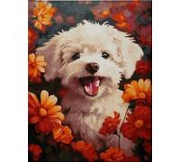 Norimpex - Puzzle Quadro Diamant: Cane tra i fiori 30x40cm - 1-39 Pezzi