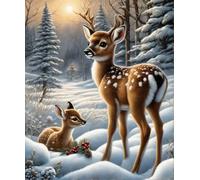 Norimpex - Puzzle Quadro Diamant: Cerbiatti in una foresta innevata 30x40cm - 1-39 Pezzi