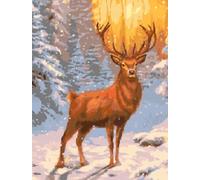 Norimpex - Puzzle Quadro Diamant: Cervo in un bosco innevato 30x40cm - 1-39 Pezzi