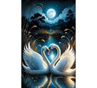 Norimpex - Puzzle Quadro Diamant: Cigni alla luna piena 30x40 cm - 1-39 Pezzi
