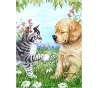 Norimpex - Puzzle Quadro Diamant: Cucciolo e gattino 30x40cm - 1-39 Pezzi