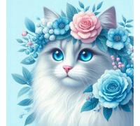 Norimpex - Puzzle Quadro Diamant: Gatto con corona di fiori 30x40cm - 1-39 Pezzi
