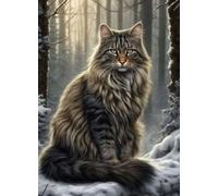 Norimpex - Puzzle Quadro Diamant: Gatto nella foresta 30x40cm - 1-39 Pezzi