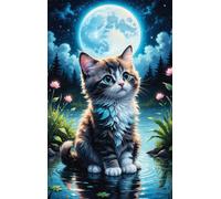 Norimpex - Puzzle Quadro Diamant: Gatto vicino allo stagno 30x40cm - 1-39 Pezzi