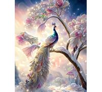 Norimpex - Puzzle Quadro Diamant: Pavone su un ramo 30x40cm - 1-39 Pezzi