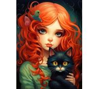 Norimpex - Puzzle Quadro Diamant: Testa rossa con gatto nero 30x40cm - 1-39 Pezzi