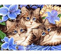 Norimpex - Puzzle Quadro Diamant: Tre gattini in fiore 30x40cm - 1-39 Pezzi