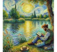 Norimpex - Puzzle Quadro Diamant: Uomo in riva al lago 30x40cm - 1-39 Pezzi