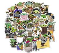 Norinoya - 50 adesivi Baby Yoda per borraccia, adesivi Star Wars, decorazione da parete per la stanza dei bambini, adesivi perfetti per feste