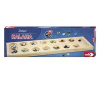 Noris- Simba Toys Kalaha Deluxe Pietre Semplice e tattico dai 6 Anni in su, tavola Legno di Pino da 43 cm, Gioco con Gemme, dai 2 Giocatori, Multicolore, 4000826004677